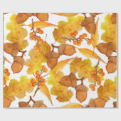 水彩画秋の継ぎ目無し模様 ラッピングペーパー (フラット)