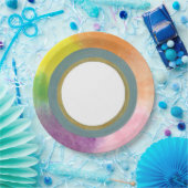 水彩画紙に虹を ペーパープレート (パーティー)