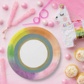 水彩画紙に虹を ペーパープレート (パーティー)