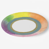 水彩画紙に虹を ペーパープレート (アングル)