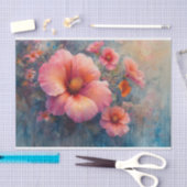 水彩画素朴色のハイビスカス 薄葉紙 (クラフト)