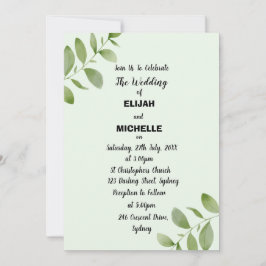 水彩画素朴葉 招待状