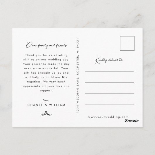 水彩画結婚の写感謝してい真 ポストカード (裏面)