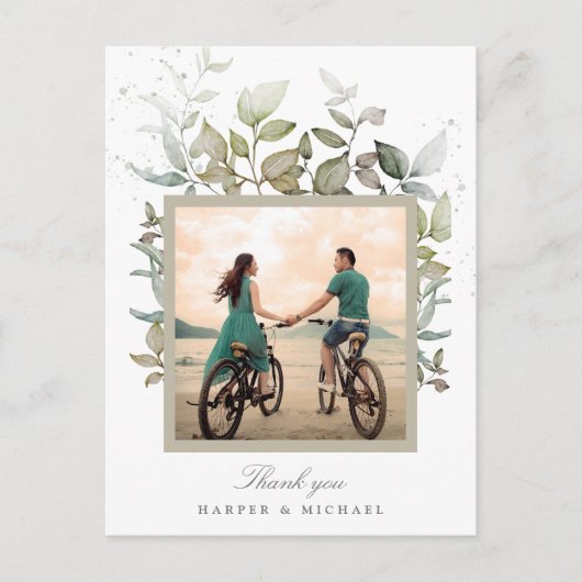 水彩画結婚の写感謝してい真 ポストカード (正面)