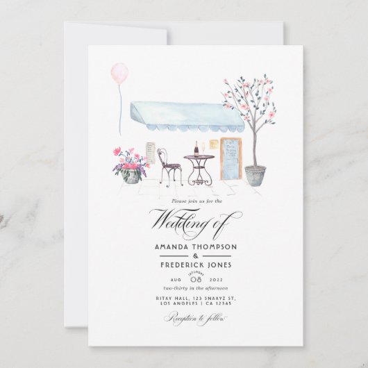 水彩画結婚像 招待状 (正面)