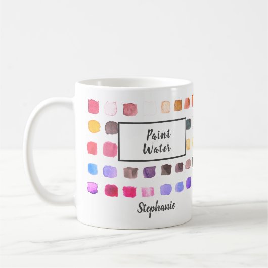 水彩画絵を描家名カラフル コーヒーマグカップ (左)