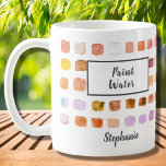 水彩画絵を描家名 コーヒーマグカップ<br><div class="desc">このマグはテラコッタと飾さび色の色合いの色のサンプルの水色のパターンを持つ。水が絵を描加えられ絵を描てNot Water版も店に。アーティストや楽しむ人に最適絵画。あなたの名前またはモノグラムでそれをパーソナライズ。アートワークを作成すると、他のデザイナーからの正確な画像が見つからない。オリジナル水彩デザイン©ミケーレ・デイヴィス。</div>