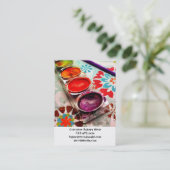 水彩画絵を描家盆と花の筆 名刺 (スタンド正面)