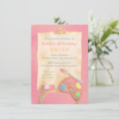 水彩画絵を描術子供の誕生日パーティー 招待状 (スタンド正面)