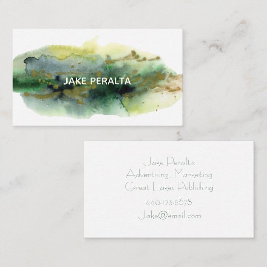 水彩画絵を描（ばちゃばちゃ）跳ねる名刺 名刺 (正面/裏面)