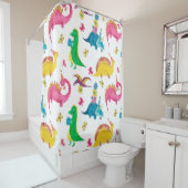 水彩画絵画像と恐竜の継ぎ目のない模様 シャワーカーテン (インサイチュ)