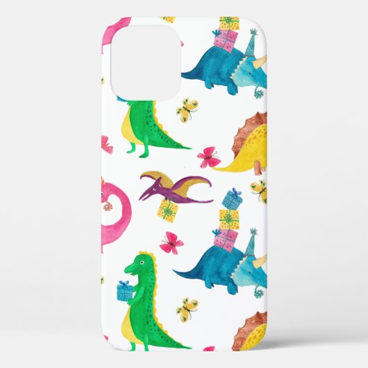 水彩画絵画像と恐竜の継ぎ目のない模様 Case-Mate iPhoneケース (裏面)