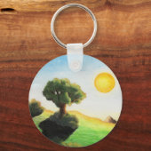 水彩画絵画像太陽自然風景 キーホルダー (正面)