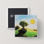 水彩画絵画像太陽自然風景 缶バッジ (正面&裏面)