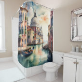 水彩画絵画色のヴェネツィアシティシーンゴンドラ シャワーカーテン (インサイチュ)