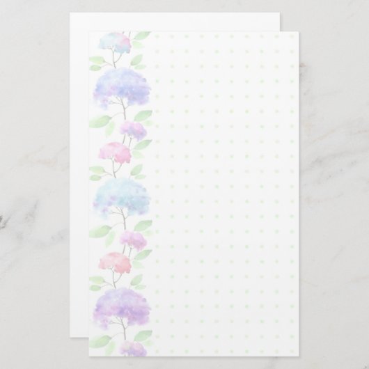 水彩画縦の継ぎ目が無いパターンボーダー 便箋 (正面/裏面)