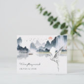 水彩画自然風景結婚式招待状 ポストカード (スタンド正面)