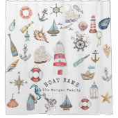 水彩画航海の素セーラー シャワーカーテン (正面)