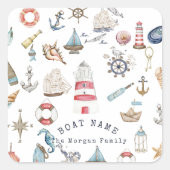 水彩画航海の素セーラー スクエアシール (正面)