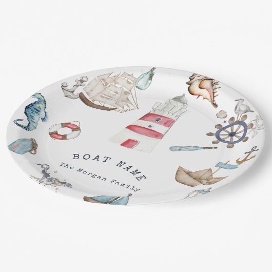 水彩画航海の素セーラー ペーパープレート (アングル)