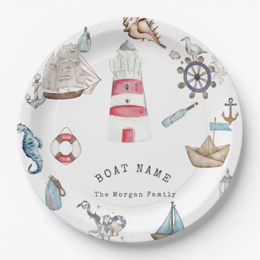 水彩画航海の素セーラー ペーパープレート (正面)