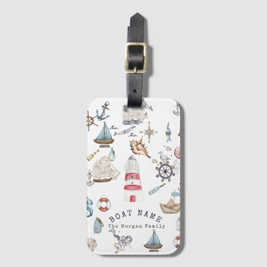 水彩画航海の素セーラー ラゲッジタグ (正面縦)
