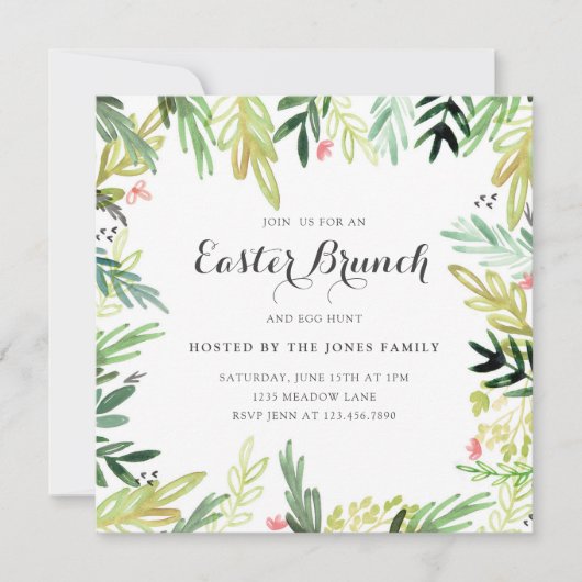 水彩画草原のイースター招待 招待状 (正面)