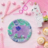 水彩画象のジャングルの熱帯Monsteraの葉 ペーパープレート (パーティー)