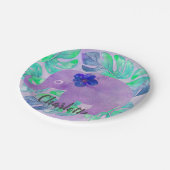 水彩画象のジャングルの熱帯Monsteraの葉 ペーパープレート (アングル)