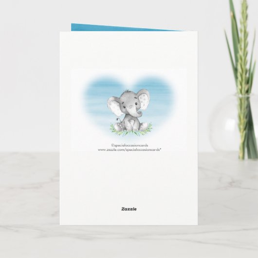 水彩画象の男の子のお祝い カード (裏面)