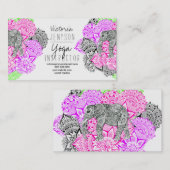 水彩画象の花の曼荼羅のヨガのインストラクター 名刺 (正面/裏面)