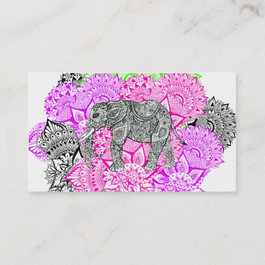 水彩画象の花の曼荼羅のヨガのインストラクター 名刺 (裏面)