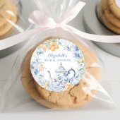 水彩画風のティーパーティー ブライダルシャワー ラウンドシール