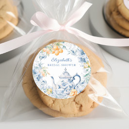 水彩画風のティーパーティー ブライダルシャワー ラウンドシール