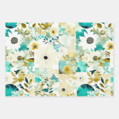 水彩画風のフォークアート フラワー 誕生日 ラッピングペーパーシート (正面2)