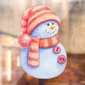 水彩画風の冬の雪だるま ビジネス ウィンドウサイン (シート2)