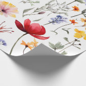 水彩画風の淡い色合いで描かれた明るい野の花の草原 ラッピングペーパー (角)