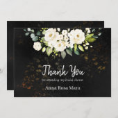 *~* 水彩画風の白いバラのブライダルシャワー ラスティック サンキューカード (正面/裏面)