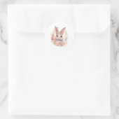 水彩画風の花と可愛いうさぎのステッカー ラウンドシール (バッグ)