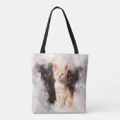 水彩画風の黒猫とオレンジ色の子猫のトリオ トートバッグ (裏面)