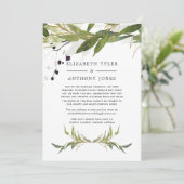 水彩画風グリーンが縮小された結婚式のゲストリスト 案内状 (スタンド正面)