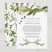 水彩画風グリーンが縮小された結婚式のゲストリスト 案内状 (正面/裏面)
