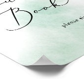 水彩画風グリーンゲストブックサイン ポスター (角)