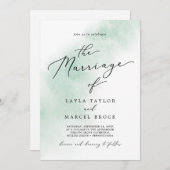 水彩画風グリーン | 結婚のご案内 招待状 (正面/裏面)