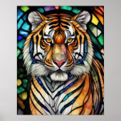水彩画風ステンドグラススタイルの虎 5:4 ポスター (正面)