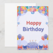 水彩画風ハッピーバースデーポスター – カラフル 招待状 (正面/裏面)