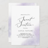 水彩画風パープル スイート シックスティーン 誕生日 招待状 (正面/裏面)