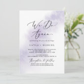 水彩画風パープル「愛をもう一度」誓いの更新 招待状 (スタンド正面)