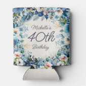 水彩画風フラワー 40歳の誕生日パーティー 缶クーラー (裏面)