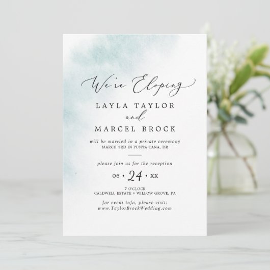 水彩画風ブルーエロープメントの受付案内 招待状 (スタンド正面)